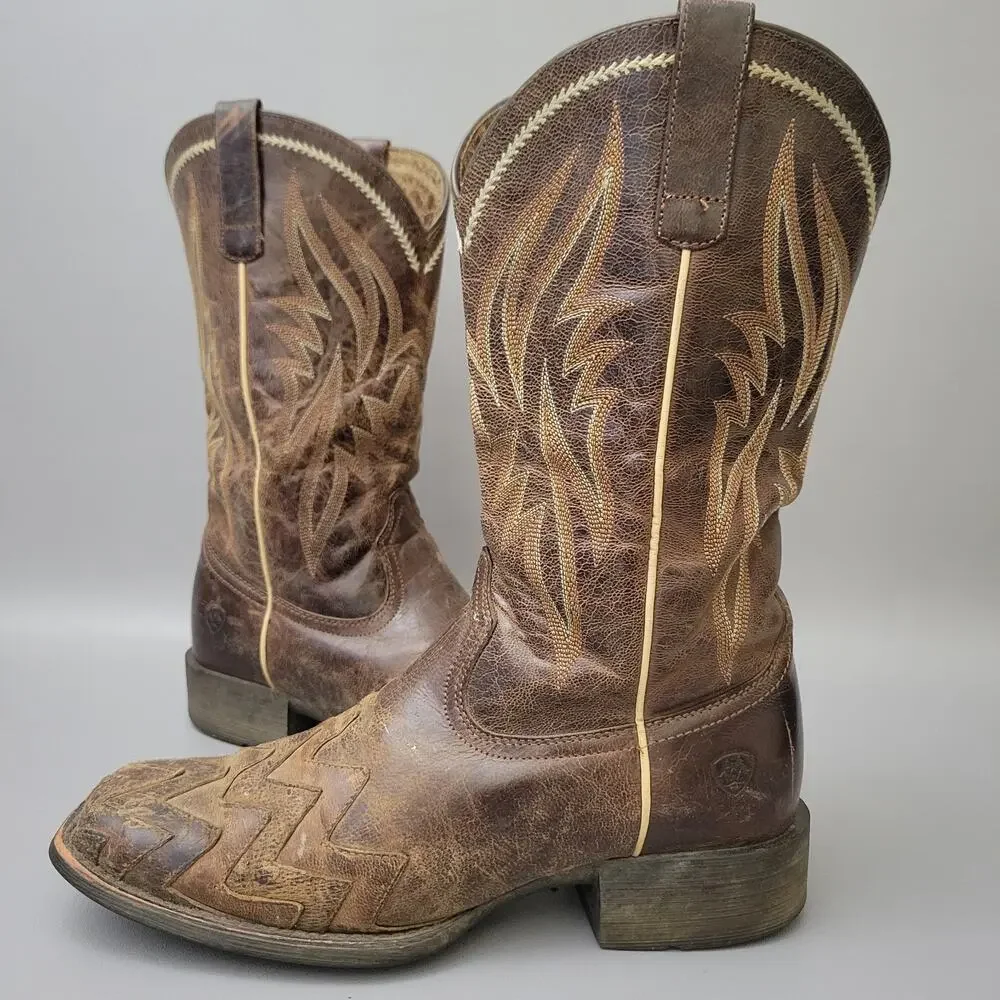 Ariat On Point Womens US 8.5 B Western Boots Brown Leather Mid-Calf